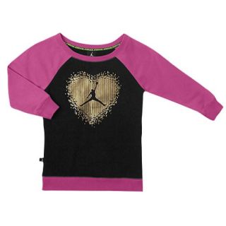 Jordan Sporty 3/4 Sleeve Heart Top   Girls Grade School   Basketball   Clothing   Pink Foil/Volt