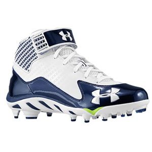 Under Armour Spine Fierce Mid MC   Mens   Football   Shoes   White/Midnight Navy