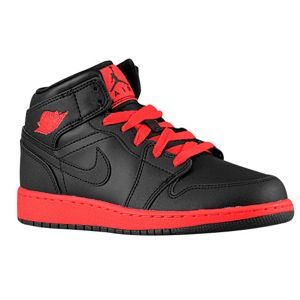 Jordan AJ1 Mid   Boys Grade School   Basketball   Shoes   Black/Infrared 23