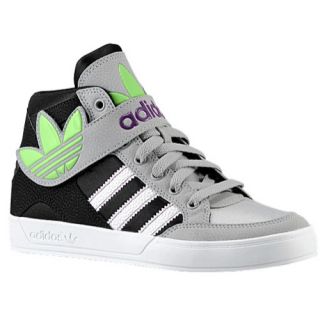 adidas Originals Hard Court Hi Strap   Boys Grade School   Basketball   Shoes   Mid Grey/Black/Macaw