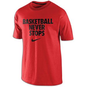 Nike Basketball Never Stops T Shirt   Mens   Basketball   Clothing   University Red/Black