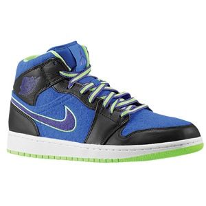 Jordan AJ1 Mid   Mens   Basketball   Shoes   Black/Game Royal/Flash Lime/Court Purple