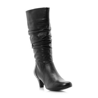 Dune Black  reta rouched detail leather calf boots
