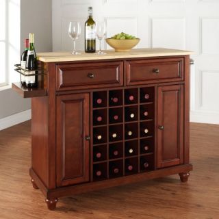 Crosley Cambridge Natural Wood Top Wine Island with Turned Feet   Kitchen Islands and Carts