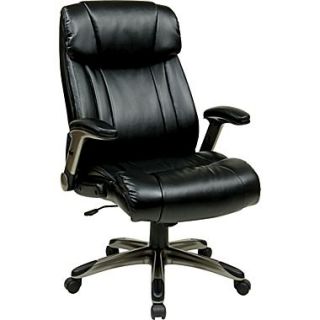 Office Star Work Smart™ Eco Leather High Back Executive Chair With Cocoa Padded Flip Arms, Espresso