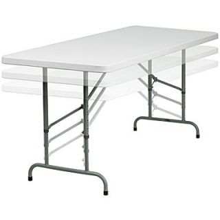 Flash Furniture 30W x 72L Height Adjustable Plastic Folding Table, Granite White