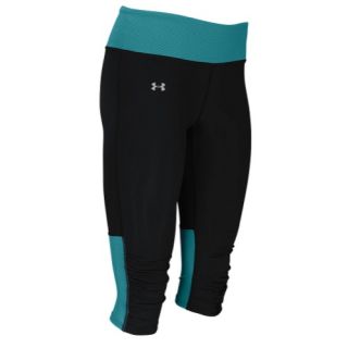Under Armour Heatgear Fly By Compression Run Capris   Womens   Running   Clothing   Black/Cerulean