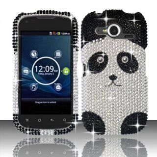 For Pantech Burst P9070 (AT&T) Full Diamond Design Cover   Panda Bear FPD Cell Phones & Accessories