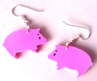 Pink Pig Novelty Dangling Earrings Pierced 1 Inch Plastic Bs 121 Jewelry