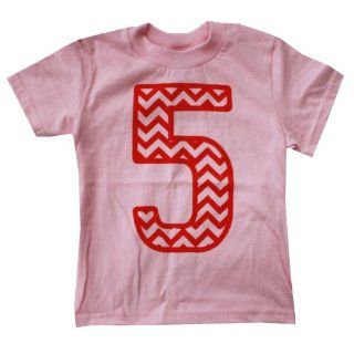 Happy Family No. 5 Chevron Print Girls Fifth Birthday Light Pink T Shirt (6T)  Novelty T Shirts  Baby