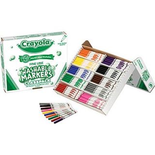 Crayola Classpack Washable Markers Assorted Colors, Fine Line Tip 200/Box