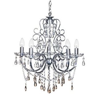 Litecraft Madonna 5 Light Dual Mount Champagne and Clear Crystal Chandelier