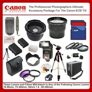 Best Value Accessory Package For Canon T3i (600D) T4i 650D includes 8GB Hi Speed Error Free Memory Card, Hi Speed Card Reader, Battery & Charger, Hard Flower lens Hood, 0.5x Professional Wide Angle Lens, 2X Telephoto Lens, 50 Inch tripod, Digital Vide