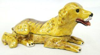 Welforth Fine Pewter Yellow Golden Retriever Jewelry Trinket Box  