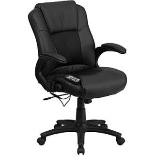 Flash Furniture Massaging Leather Executive Office Chair, Black