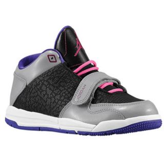 Jordan Flight Club 90s   Girls Preschool   Basketball   Shoes   Cement Grey/Court Purple/Pink Foil/Black