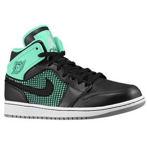 Jordan AJ 1 89   Mens   Basketball   Shoes   Black/White/Green Glow/Cement Grey