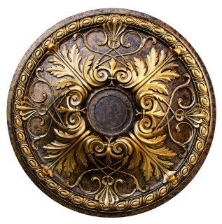 Hand Painted Decorative Ceiling Medallion 26", Finished in Bronze and Gold  