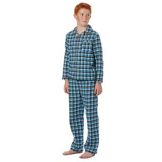 bluezoo Boys blue woven checked pyjamas