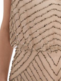 Adrianna Papell Art deco beaded dress Taupe