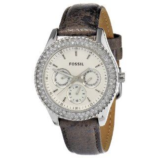 Fossil Women's ES2995 Stella Leather Pewter Watch at  Women's Watch store.