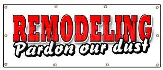 36"x96" REMODELING PARDON OUR DUST BANNER SIGN we're open fix up new improved Patio, Lawn & Garden