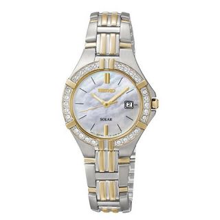 Seiko Ladies silver mother of pearl dial mixed plated strap watch
