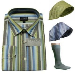 4 PC BONUS PACK Mens Eterno Italy Dress Shirt & Neck Tie Set + bonus gifts You will receive the following Eterno products one dress shirt, 2 neck ties and one pair of dress socks. (Size 18) at  Men�s Clothing store Neckties