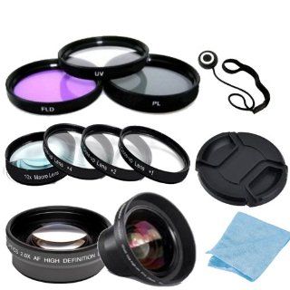 Digital Accessory Kit For Nikon D70, D70s, D80 Digital SLR Cameras Includes  Wide Angle Lens, Telephoto Lens, Lens Cap, 7 Piece Filter Set(UV CPL FLD + 4 Macro Filters   +1, +2, +4, +10), Lens Cap Keeper and a Cleaning Cloth. (Works with Any Of The Follow
