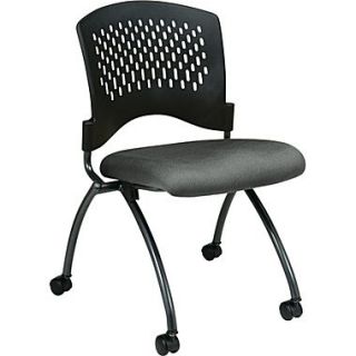 Office Star Proline II Fabric Deluxe Armless Folding Chair with Plastic Back, Gray, 2/Pack