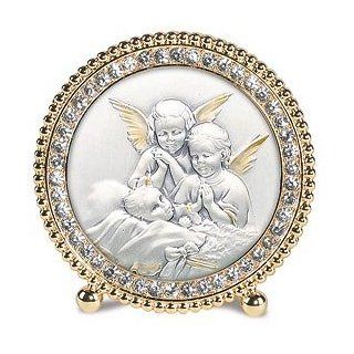 Guardian Angels Waching Over Baby Gold Standing Frames. The Height of Elegance, These Exquisite Frames Set the Standard for Gift Giving Sterling Silver Images From Salerni of Italy Are Framed in Beautiful Frames That Are Embellished with Hand set Swarovsk