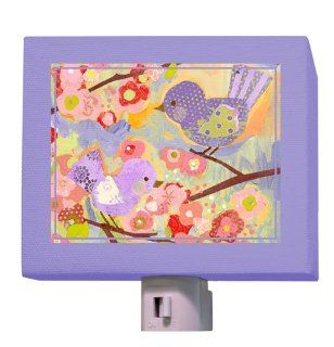 Cherry Blossom Birdies in Lavender & Coral Night Light  Nursery Wall D?cor  Baby