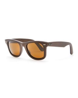 Leather Wrapped Wayfarer Sunglasses, Brown   Ray Ban   Brown