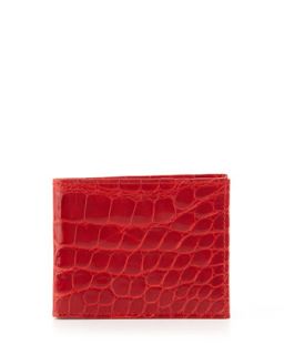 Mens Alligator Bi Fold Wallet, Red   Red
