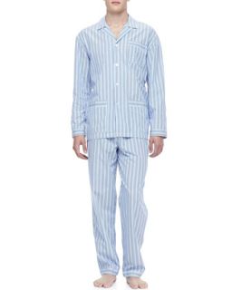 Classic Mens Pajamas, Blue Stripe      Blue (LARGE)