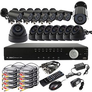 16CH D1 Real Time H.264 600TVL High Definition CCTV DVR Kit(16pcs Waterproof Day Night CMOS Cameras)