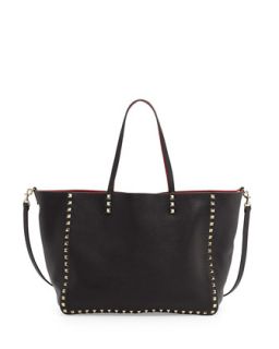 Rockstud Reversible Tote Bag, Black/Red   Valentino
