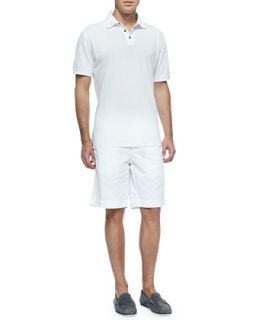 Mens Cotton Linen Blend Shorts, White   White (34)