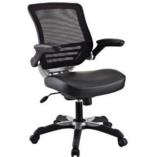 LexMod Edge Office Chair with Mesh Back and Black Leatherette Seat   Executive Chairs