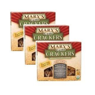 Mary's Gone Crackers, Black Pepper, 6.5 ounce Boxes [3pk]  Packaged Snack Crackers  Grocery & Gourmet Food