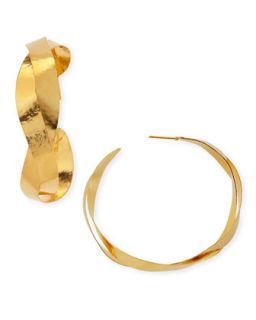 Ruban Twisted Hoop Earrings   Herve Van Der Straeten   Gold