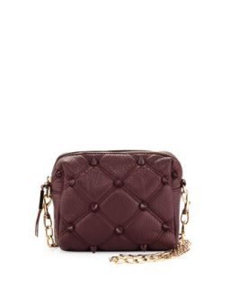 Empress Quilted Spiked Crossbody Bag, Berry   Deux Lux
