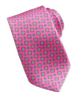 Mens Tossed Squares Neat Printed Tie, Pink   Kiton   Pink