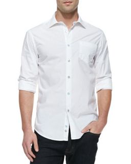 Mens Woven Cotton Long Sleeve Shirt, White   Masons Jeans   White (XXL)