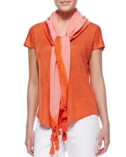 Color Tipped Tassel Scarf   Eileen Fisher   Plume/Dk pearl (ONE SIZE)