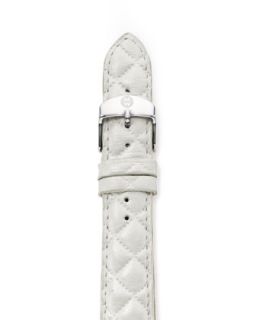 16mm Quilted Leather Watch Strap, White   MICHELE   Whisper white (16mm ,6mm )