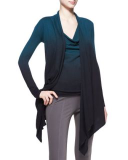 Womens Featherweight Ombre Cozy Cardigan   Donna Karan   Teal (SMALL)
