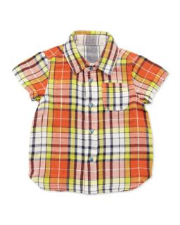 Reversible Plaid/Striped Shirt, Orange, 12 24 Months   Bitz Kids   Orange (12 
