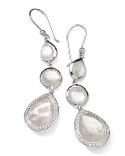 Stella 3 Drop Earrings in Mother of Pearl & Diamonds   Ippolita   Silver