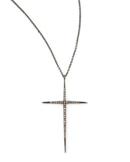 Pave Black Diamond Cross Necklace, 30   Zoe Chicco   Black